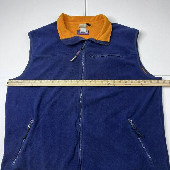 L.L. Bean Fleece Full Zip Vest Blue Orange Men’s Size XL - Picture 4 of 6